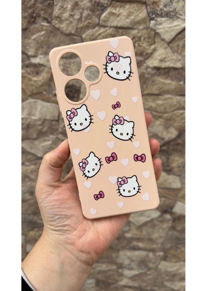 Xiaomi Redmi 13 4g Uyumlu Hello Kity Silikon Darbe Emici Klasik Korumalı Rubber Kılıf