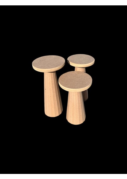 Ahşap 3'lü Set Mantar Sehpa modelleri