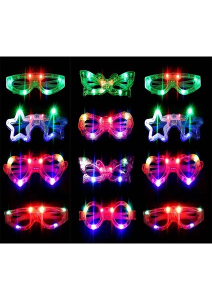 Led Işıklı Karışık 6 Model Yanar Söner Parti Gözlüğü 12 Adet