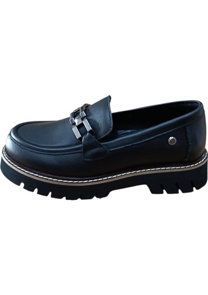 D25KA-3235 Kadın Hakiki Deri Tokalı Günlük Loafer Casual Ayakkabı Siyah fiyatları