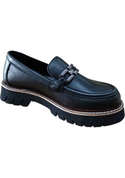 D25KA-3235 Kadın Hakiki Deri Tokalı Günlük Loafer Casual Ayakkabı Siyah fırsatları