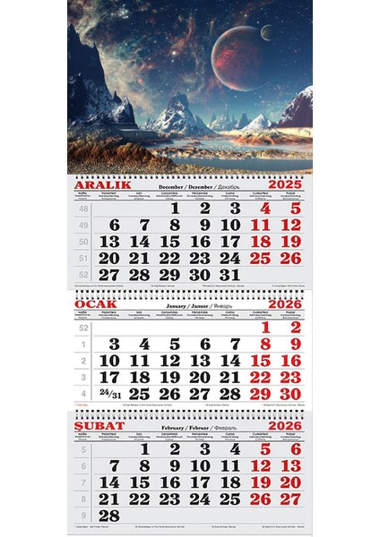 2026 Yılı Gemici Takvimi- Uzay ve Gökyüzü