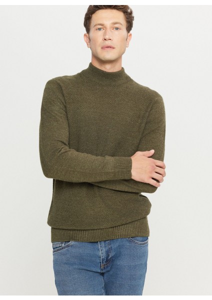 Yarım Balıkçı Yaka Standart Haki Erkek Kazak ACE049261482_HAK modelleri