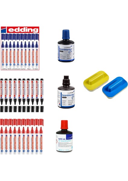 Gezginler Kırtasiye Edding Tahta Kalemi Seti 30 Adet +Mürekkep+Silgi