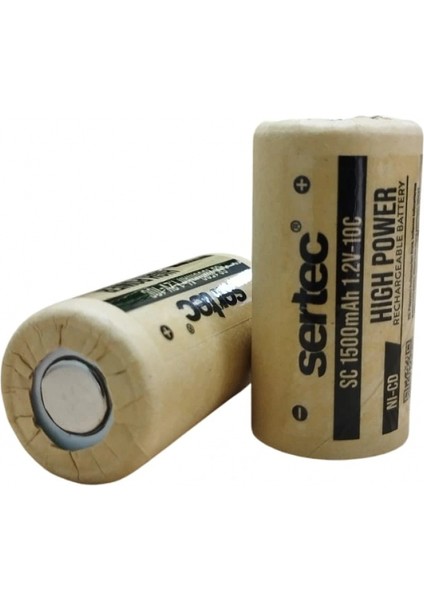 1.2V Ni-Cd SC 1500 Mah Kağıt Şarjlı Pil 10C (Başsız/Flat Head)