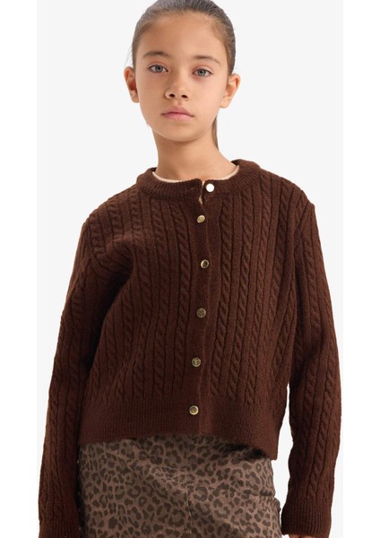 Kız Çocuk Bisiklet Yaka Düğmeli Triko Hırka G3066A825AU