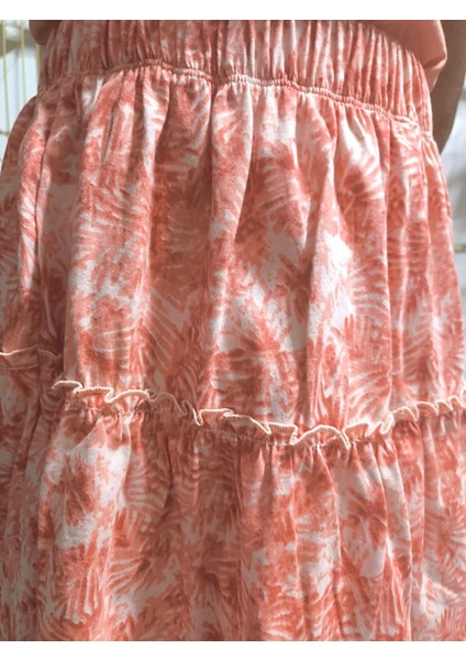 Kız Çocuk Etekli Tişörtlü Takım Pamuklu Palmiyeli modelleri