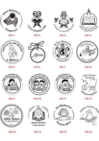 Öğretmen Kaşesi, Motivasyon ve Değerlendirme Kaşesi, Tasarımlar, Kişiye Özel öğretmen kaşesi ( Siyah-Kırmızı-Mavi-Yeşil ) modelleri