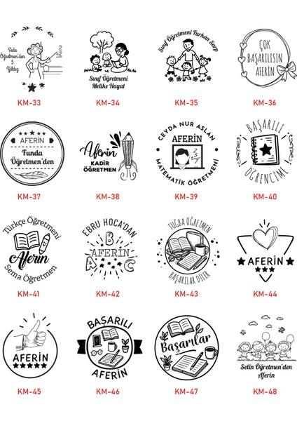 Öğretmen Kaşesi, Motivasyon ve Değerlendirme Kaşesi, Tasarımlar, Kişiye Özel öğretmen kaşesi ( Siyah-Kırmızı-Mavi-Yeşil ) indirimleri