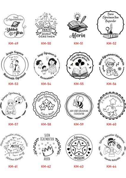 Öğretmen Kaşesi, Motivasyon ve Değerlendirme Kaşesi, Tasarımlar, Kişiye Özel öğretmen kaşesi ( Siyah-Kırmızı-Mavi-Yeşil )