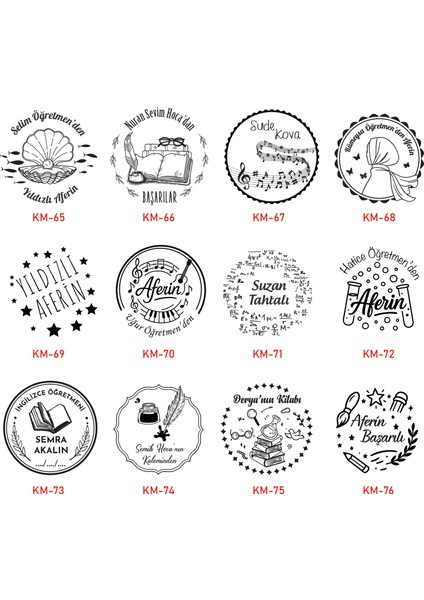 Öğretmen Kaşesi, Motivasyon ve Değerlendirme Kaşesi, Tasarımlar, Kişiye Özel öğretmen kaşesi ( Siyah-Kırmızı-Mavi-Yeşil )