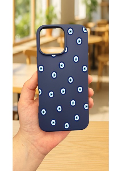 iPhone 16 Pro Max -Mavi Boncuk Desenli Silikon Darbe Emici Klasik Korumalı Rubber Kılıf fiyatları