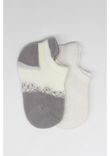 2li Penye Sneakers Çorap 20105 Ekru Gri fırsatları