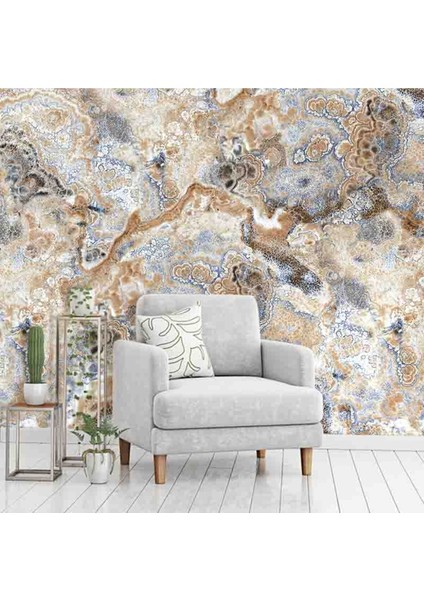 Lüks Mermer Desenli Yırtılmaz Tekstil Duvar Kağıdı