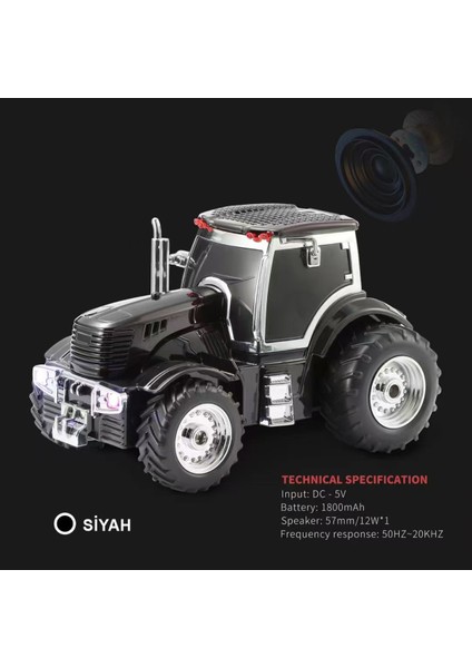Siyah Şarjlı Nostaljik Traktör Tasarımlı Usb/aux Çıkışlı Fm Radyolu Bluetooth Hoparlör Speaker modelleri