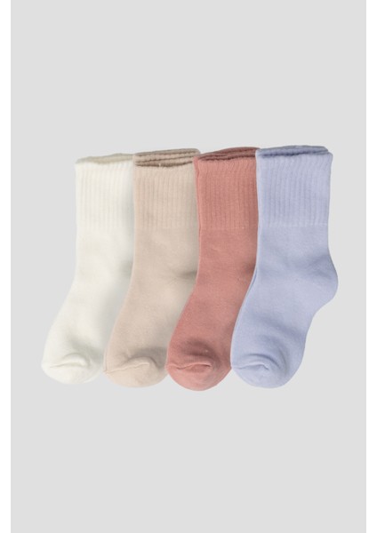 4’lü Kız Bebek Pamuklu Pastel Çorap Seti