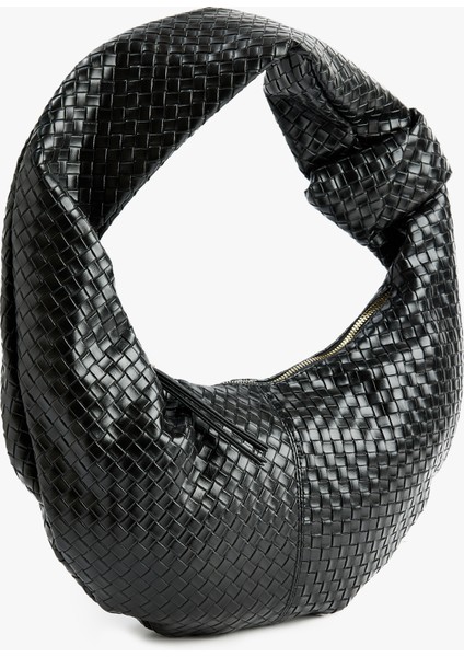 Suni Deri Örgü Dokulu Düğüm Detaylı Omuz Çantası fiyatları