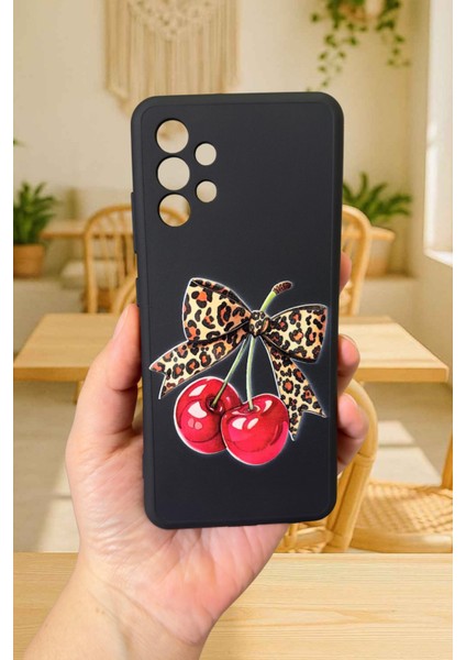 Samsung Galaxy A13 Uyumlu Kiraz Leopar Fiyonk Desenli Silikon Darbe Emici Klasik Rubber Kılıf fiyatları