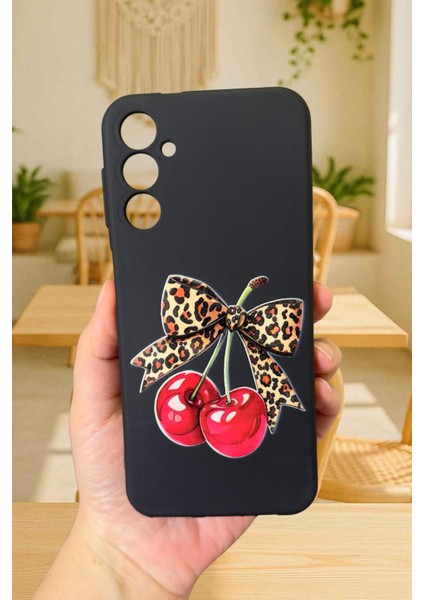 Samsung Galaxy A14 Uyumlu Kiraz Leopar Fiyonk Desenli Silikon Darbe Emici Klasik Rubber Kılıf fiyatları