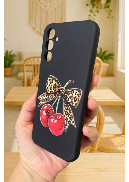 Samsung Galaxy A14 Uyumlu Kiraz Leopar Fiyonk Desenli Silikon Darbe Emici Klasik Rubber Kılıf fırsatları