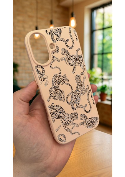 iPhone 16 Plus -Leopar Desenli Silikon Darbe Emici Klasik Korumalı Rubber Kılıf modelleri