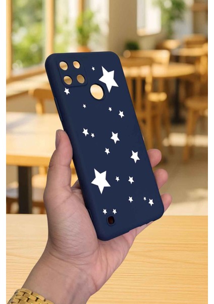 Realme C21Y ve C25Y - Mini Yıldız Desenli Silikon Darbe Emici Klasik Korumalı Rubber Kılıf modelleri