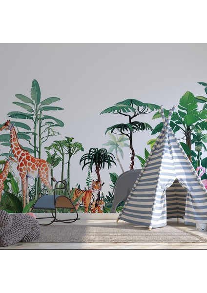 Orman Temalı Çocuk Odası Duvar Kağıdı -Isı ve Ses Yalıtımı fırsatları
