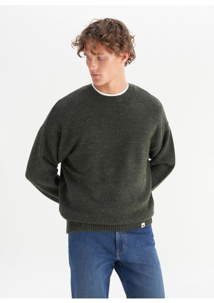 Bisiklet Yaka Relaxed Koyu Yeşil Erkek Kazak W2520156826 Koyu Yeşil Kazak modelleri