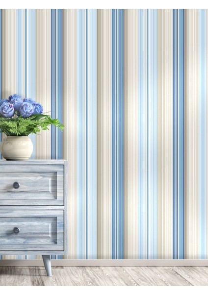 Çizgili Desenli Isı ve Ses Yalıtımlı Sağlıklı Tekstil Duvar Kağıdı