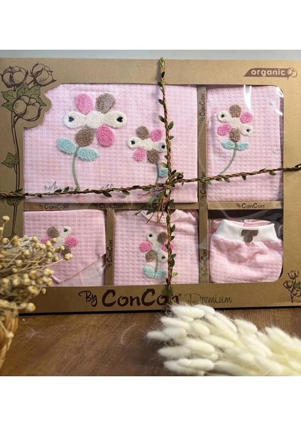 Kız Bebek Pamuklu - 10LU Hastane Çıkışı - Yenidoğan Set Punch Işelemeli Organic Kumaş