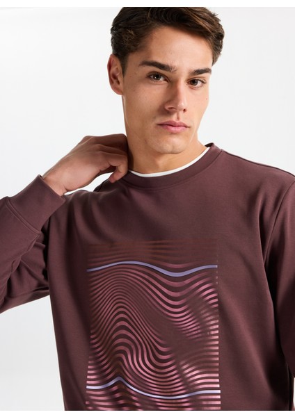 Gmg Fırenze Bisiklet Yaka Mürdüm Erkek Sweatshırt GU25MFW08024