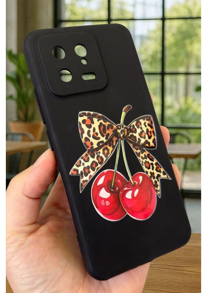 Xiaomi Mi 13 Uyumlu Kiraz Leopar Fiyonk Desenli Silikon Darbe Emici Klasik Korumalı Rubber Kılıf fırsatları