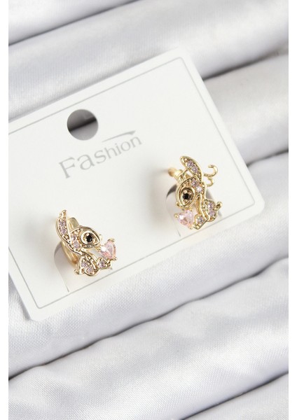 Pirinç Zirkon Taşlı Ceylan Model Gold Renk Çocuk Küpe - TJ-BKP11202