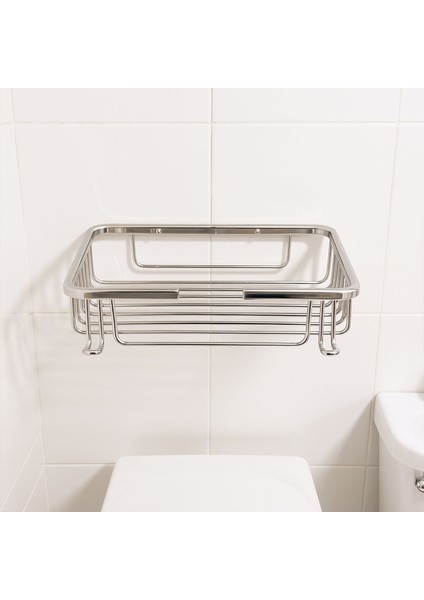 Krom Renk Banyo Duş Rafı Tek Katlı Kare Şampuanlık Sabunluk Paslanmaz Metal Duvar Tipi Organizer modelleri