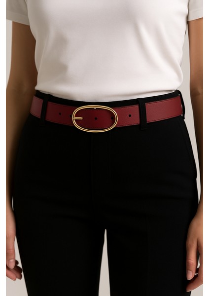 Oval Tokalı Deri Görünümlü Kadın Kemer fiyatları