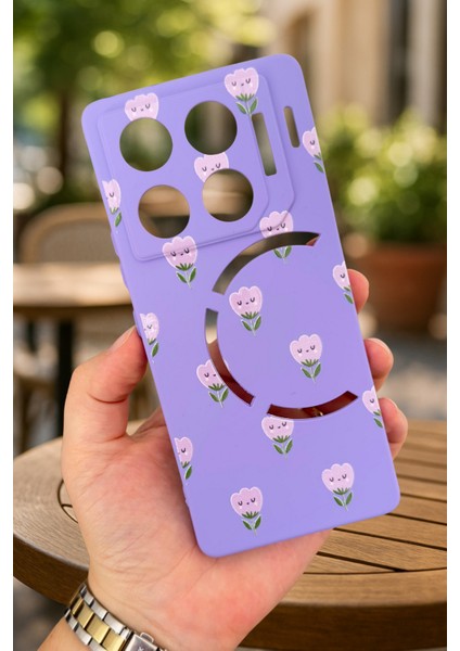 Infinix Gt 20 Pro- Mini Lale Desenli Silikon Darbe Emici Klasik Korumalı Rubber Kılıf