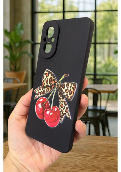 Realme 12 Lite Uyumlu Kiraz Leopar Fiyonk Desenli Silikon Darbe Emici Rubber Kılıf fırsatları