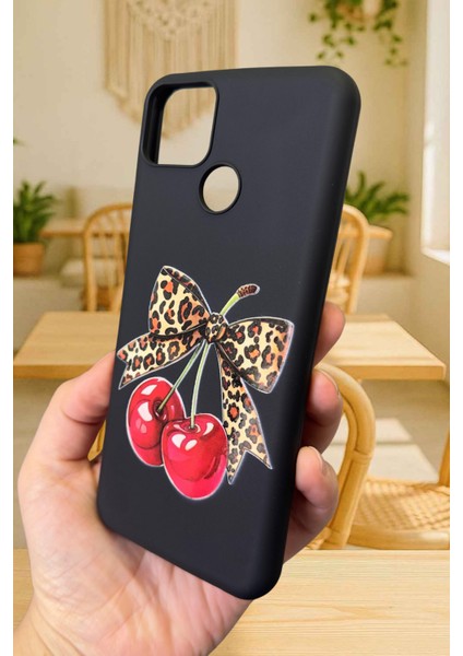Realme C25S Uyumlu Kiraz Leopar Fiyonk Desenli Silikon Darbe Emici Klasik Korumalı Rubber Kılıf modelleri