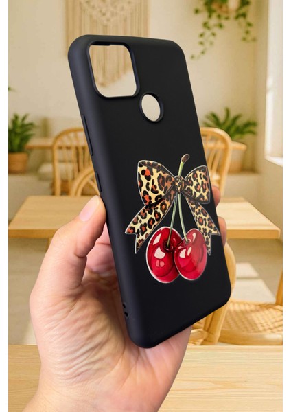 Realme C25S Uyumlu Kiraz Leopar Fiyonk Desenli Silikon Darbe Emici Klasik Korumalı Rubber Kılıf fırsatları