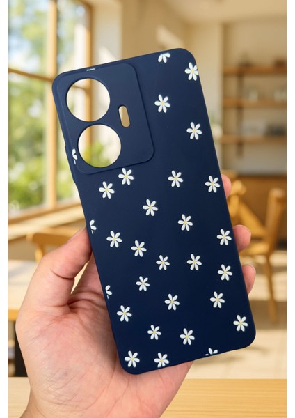 Realme C55 Uyumlu Mini Papatya Desenli Silikon Darbe Emici Klasik Korumalı Rubber Kılıf