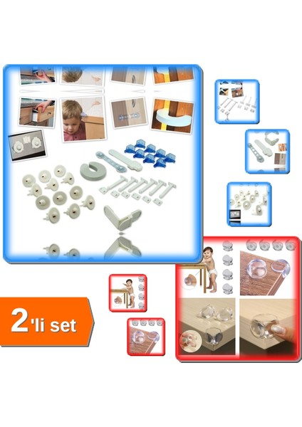 30 Parça Çocuk Güvenlik Seti + 4lü Şeffaf Yapışkanlı Güvenlik Köşe Koruyucu ABC123