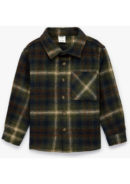 Uzun Kollu Cep Detaylı Ekoseli Oduncu Gömlek