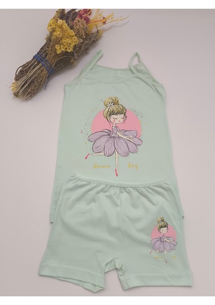 Kız Çocuk Pamuklu Iç Çamaşırı 3'lü Takım Ip Askılı Atlet Boxer