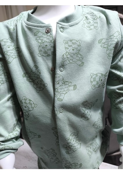 Kız-Erkek Bebek- Çocuk Pijama Takımı %100 Pamuk Uzun Kollu Önü Çıtçıtlı Mevsimlik