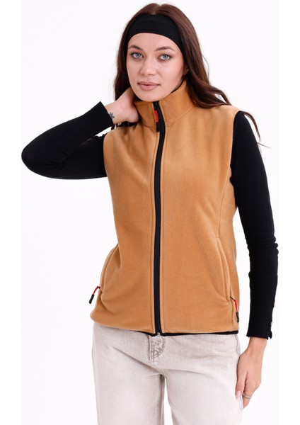 Kadın Slim Fit Tam Fermuarlı Polar Yelek