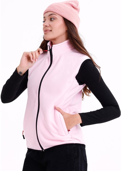 Kadın Slim Fit Tam Fermuarlı Polar Yelek