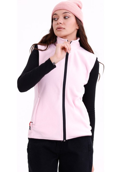 Kadın Slim Fit Tam Fermuarlı Polar Yelek