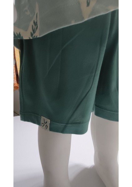 Çocuk Unisex Kız Erkek Şortlu Alt Üst Takım Kreş %100 Pamuk Rahat Tarz Tasarım Premium, Haki fırsatları