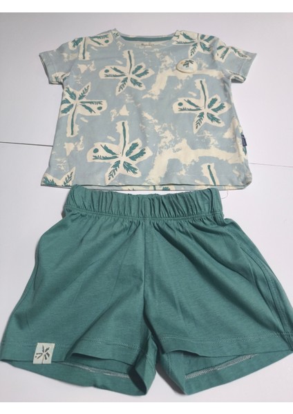 Çocuk Unisex Kız Erkek Şortlu Alt Üst Takım Kreş %100 Pamuk Rahat Tarz Tasarım Premium, Haki indirimleri