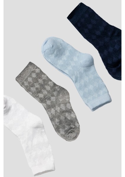 4 Çift Jakar Desenli Pamuklu Çocuk Soket Çorap fırsatları